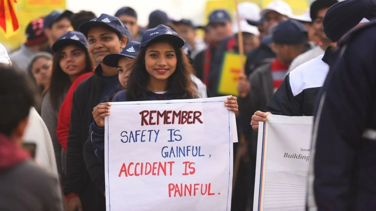 Schoolchildren, members of the NCC and the general public take part in a Road Safety Walk from Rajpath to Shastri Bhawan, on January 11, 2020 in New Delhi. (Photo by Raj K Raj/Hindustan Times via Getty Images)