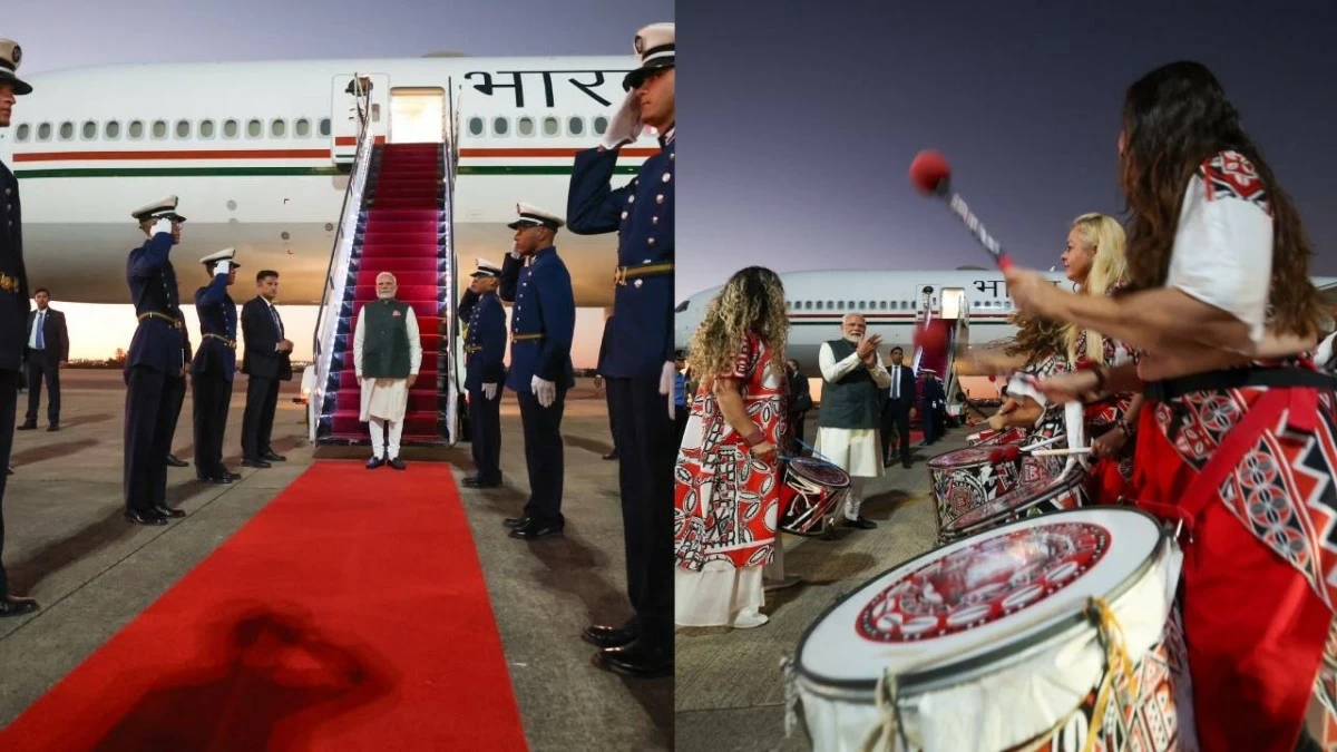 The PM arrived to a traditional Brazilian Samba Reggae performance at the airport