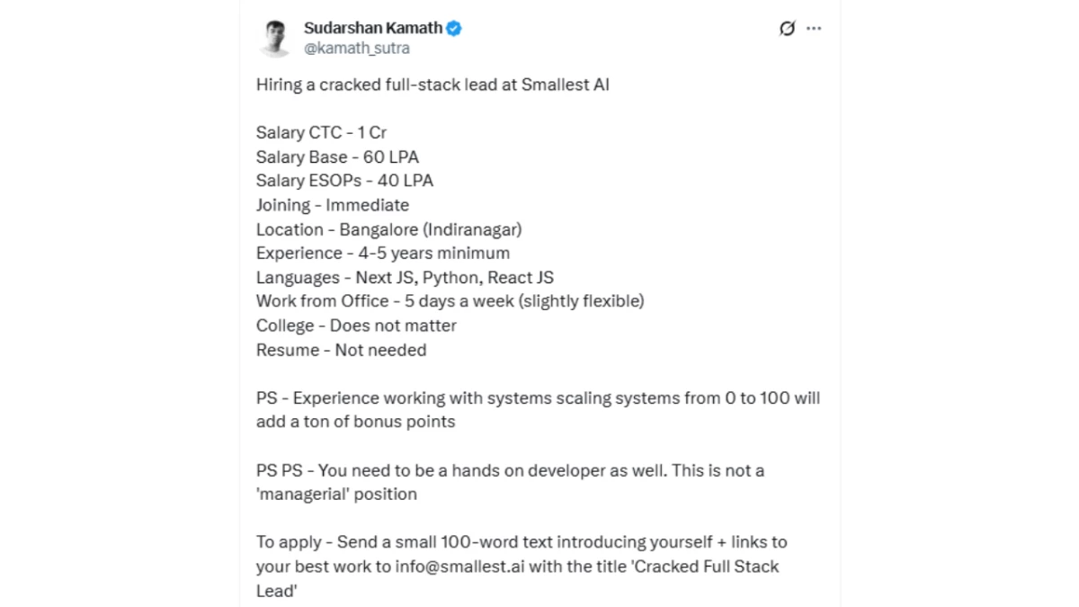 Smallest AI job vacancy | Image: X