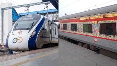 The Vande Bharat train and the Rajdhani Express. (Photo credit: TV9)