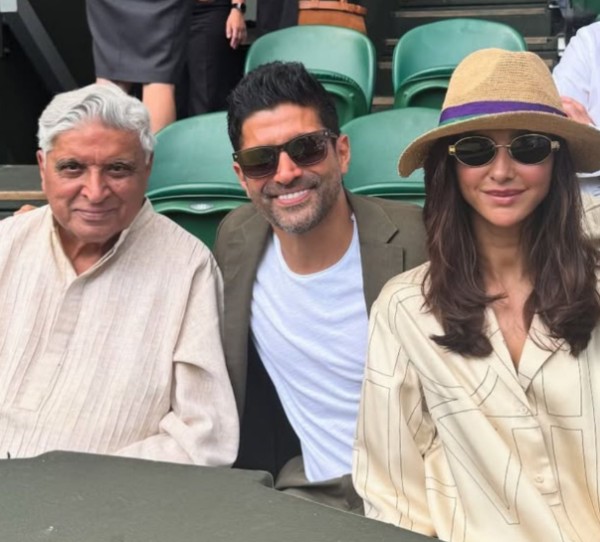 Farhan Akhtar, Javed Akhtar and Shibani Dandekar