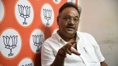 Samik Bhattacharya, the president of Bengal BJP unit. (Photo credit: Debajyoti Chakraborty/NurPhoto via Getty Images)