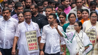 West Bengal Chief Minister Mamata Banerjee during the rally. (Photo credit: PTI)