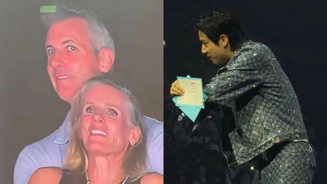 BTS’ Jin recreates Coldplay’s VIRAL kiss-cam moment at Anaheim concert | WATCH