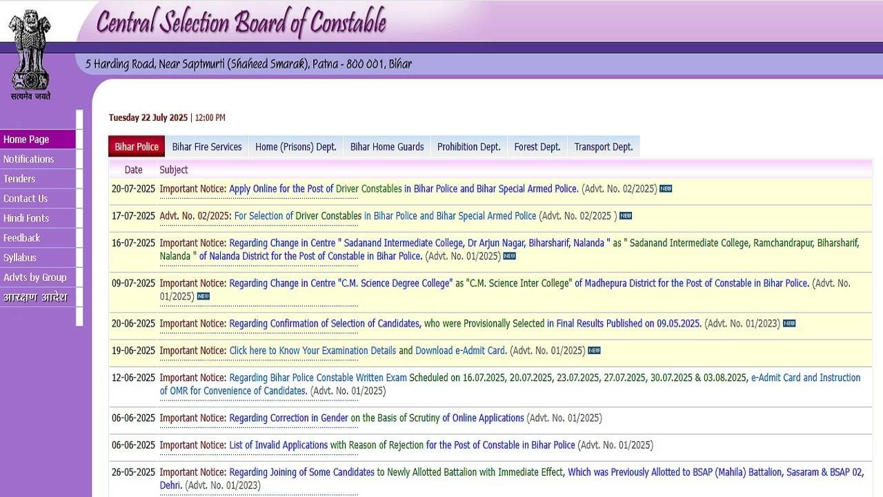 Bihar Police recruitment 2025 (Photo Credit: Official Website)