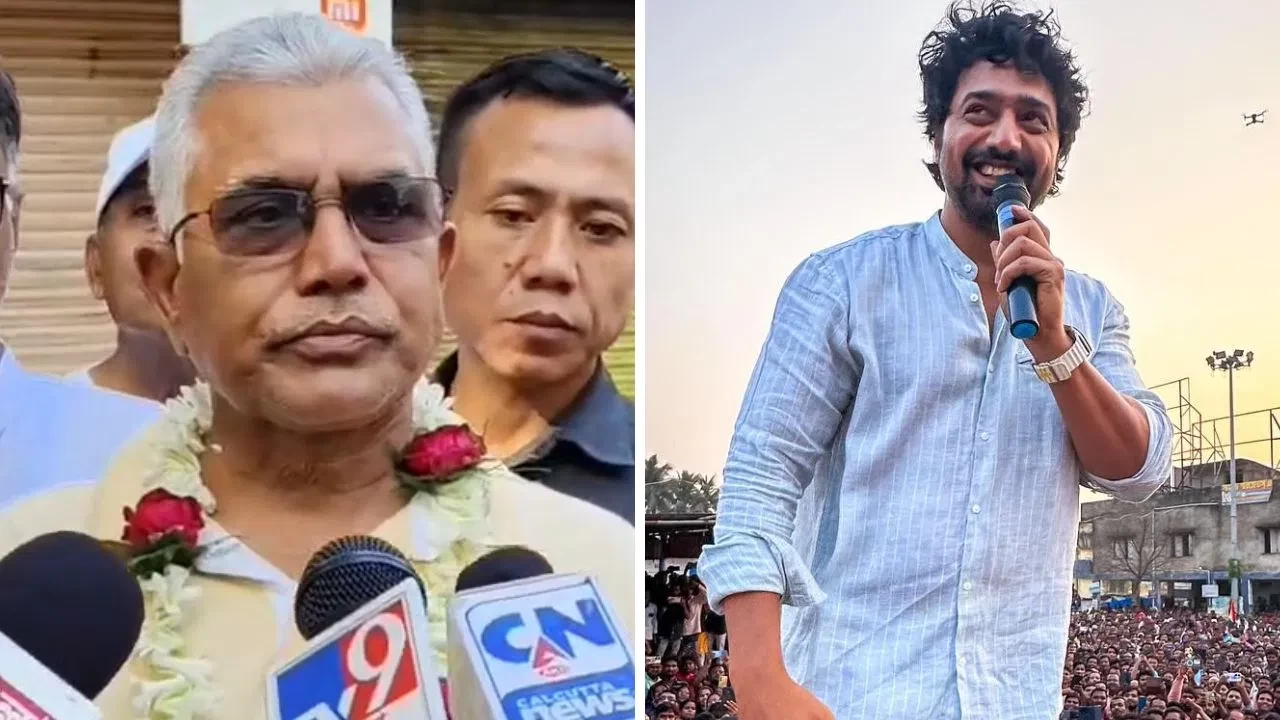 Dilip Ghosh and Dev. (Photo credit: TV9 Bangla)