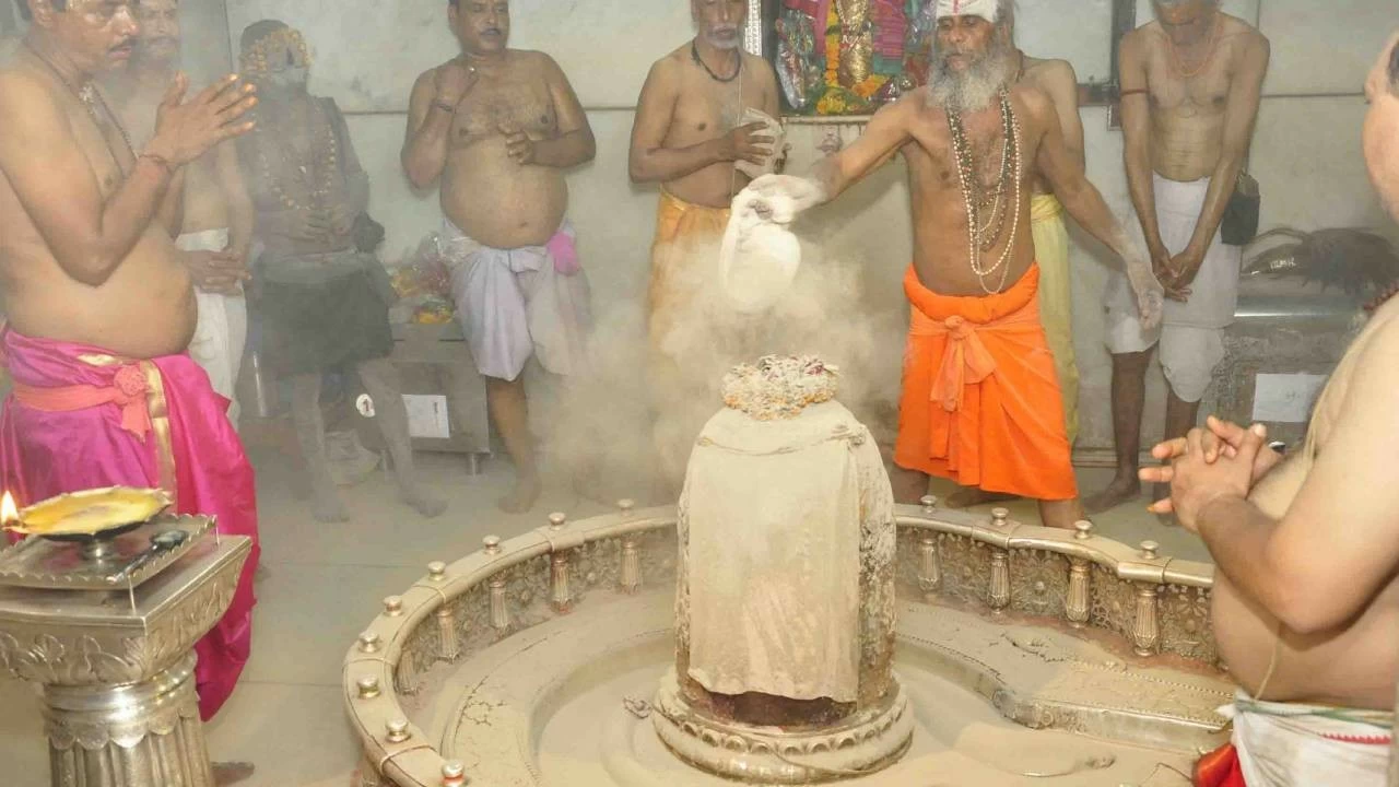 Bhasma, or sacred ash, is offered to Lord Shiva as a symbol of renunciation and purity. 