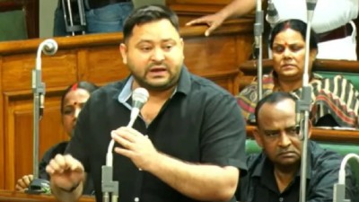 Tejashwi Yadav speaking in the Assembly on the review of voter list.
