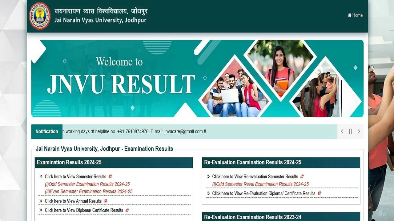 JNVU result 2025 (Photo Credit: Official Website)