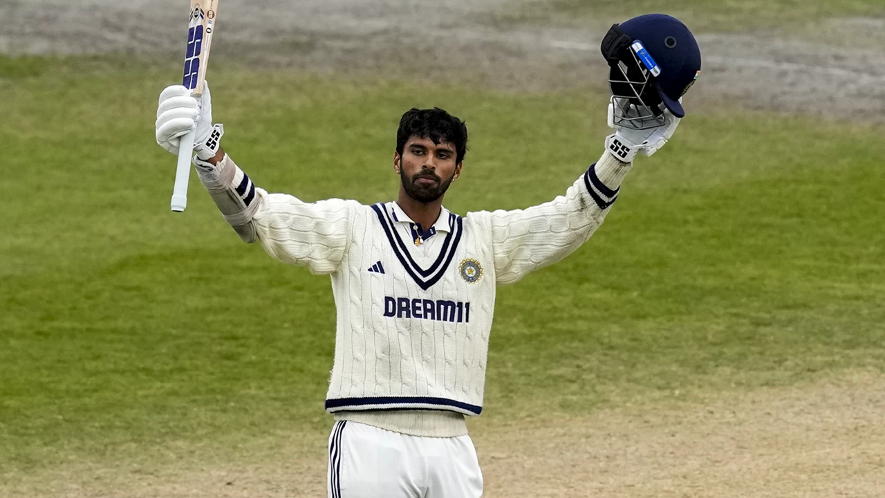 Washington Sundar slammed his maiden Test ton against England in Manchester.