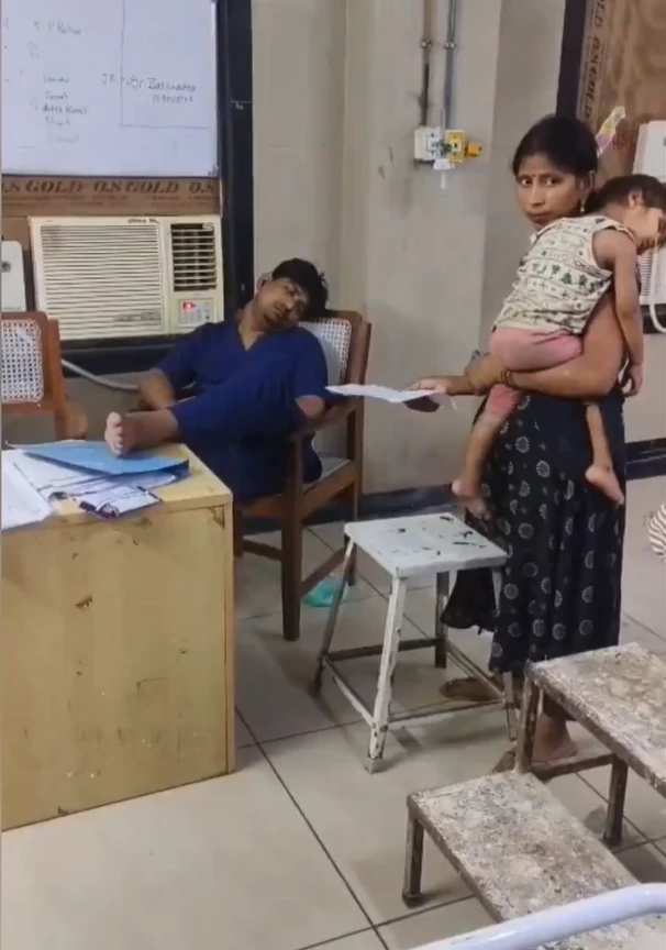 Sunil, who was bleeding profusely on a stretcher, received no care despite pleas to other hospital staff. 