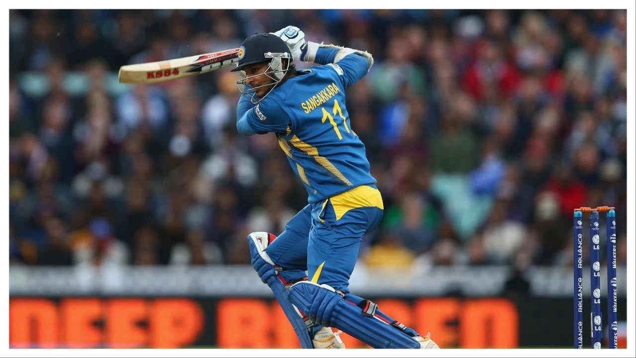 ksKumar Sangakkara of Sri Lanka hits out during the ICC Champions Trophy Group A match between England and Sri Lanka at The Kia Oval on June 13, 2013 in London.