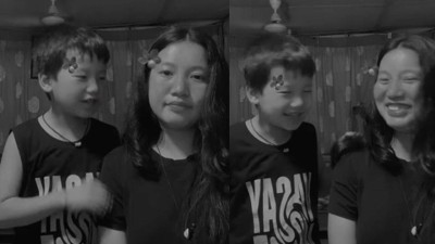 Brother and sister perform to Tadpaoge Tadpa Lo in viral video.