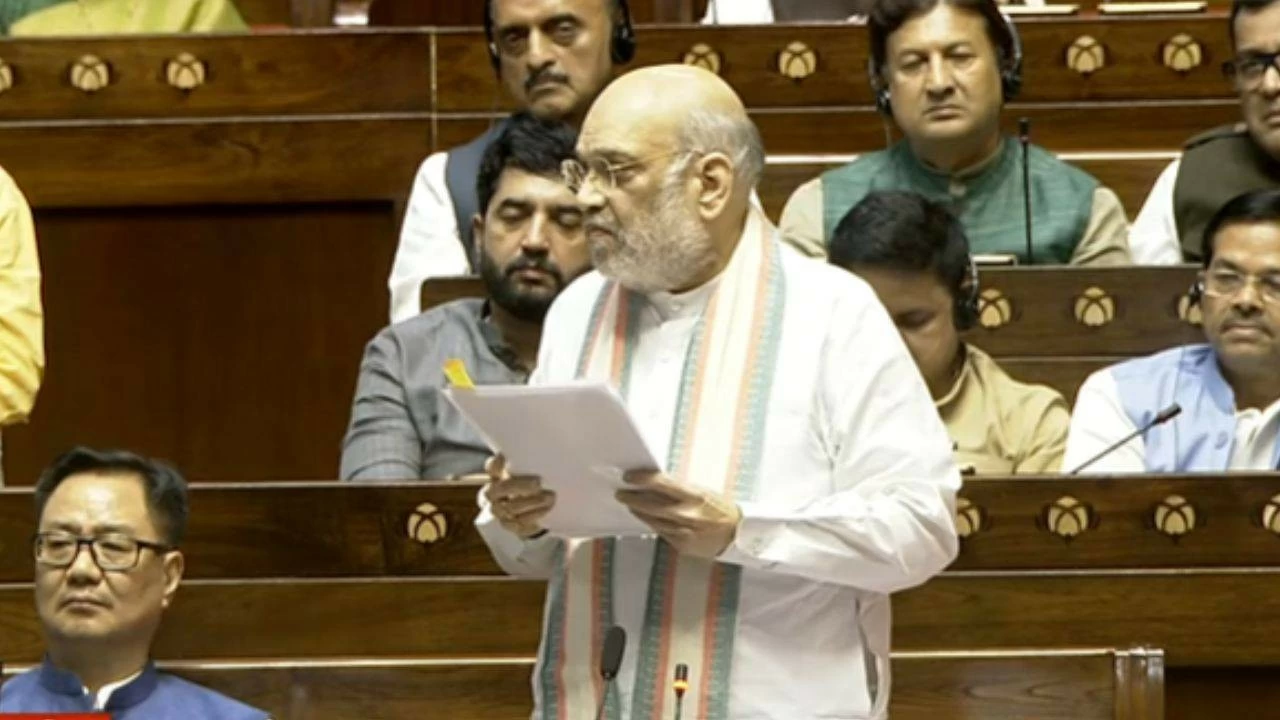 Union home minister Amit Shah speaking in Rajya Sabha on Wednesday