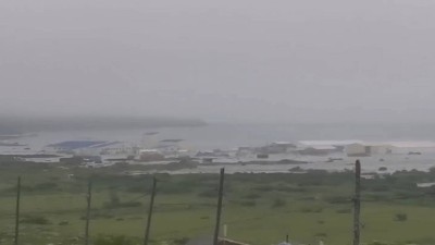 In this image taken from a video released by Geophysical Service of the Russian Academy of Sciences, shows the aftermath of tsunami hitting the coastal area of Severo-Kurilsk at Paramushir island of Kuril Islands, Russia, Wednesday, July 30, 2025.