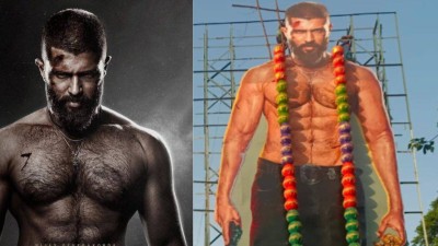 Kingdom craze: Fans erect 75-foot cutout of Vijay Deverakonda in Hyderabad | PICS