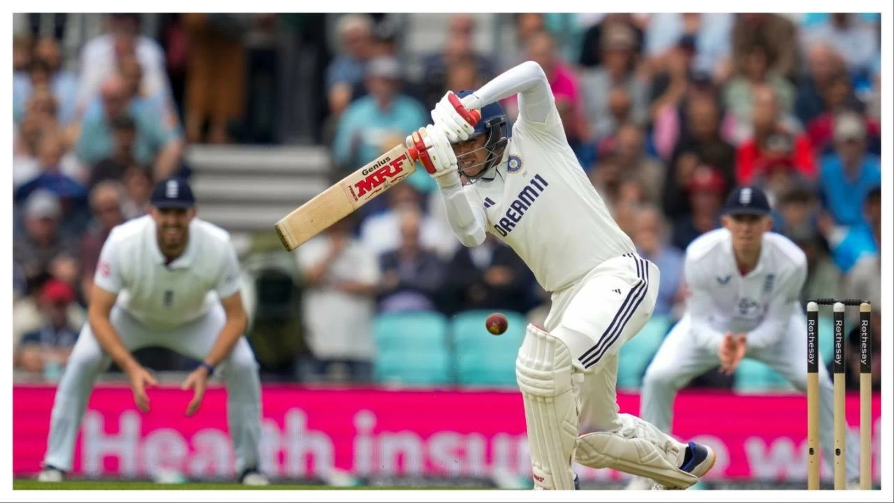 Shubman Gill plays a shot during the first day of the fifth Test cricket match between India and England, at The Oval, in London on Thursday.