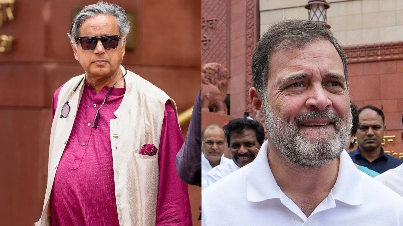 Congress MP Shashi Tharoor and Leader of Opposition Rahul Gandhi 
