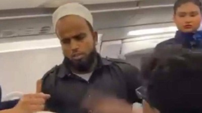 A screengrab of Hussain Ahmed Majumdar onboard the IndiGo flight 