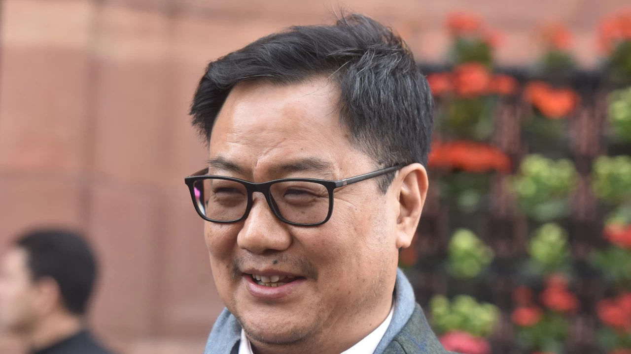 Rijiju informed the agitated protesters that the Lok Sabha's rules disallow discussion on sub judice matters on the floor of the House. (Photo credit: Sonu Mehta/HT via Getty Images)
