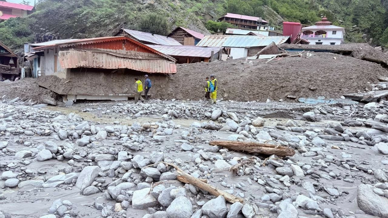 The Dharali villages is reduced to rubbles after the flood on 5 August 