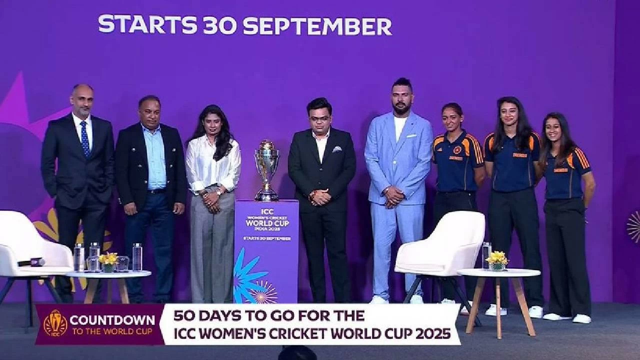 Jay Shah unveiled the women's ODI WC trophy on Monday.