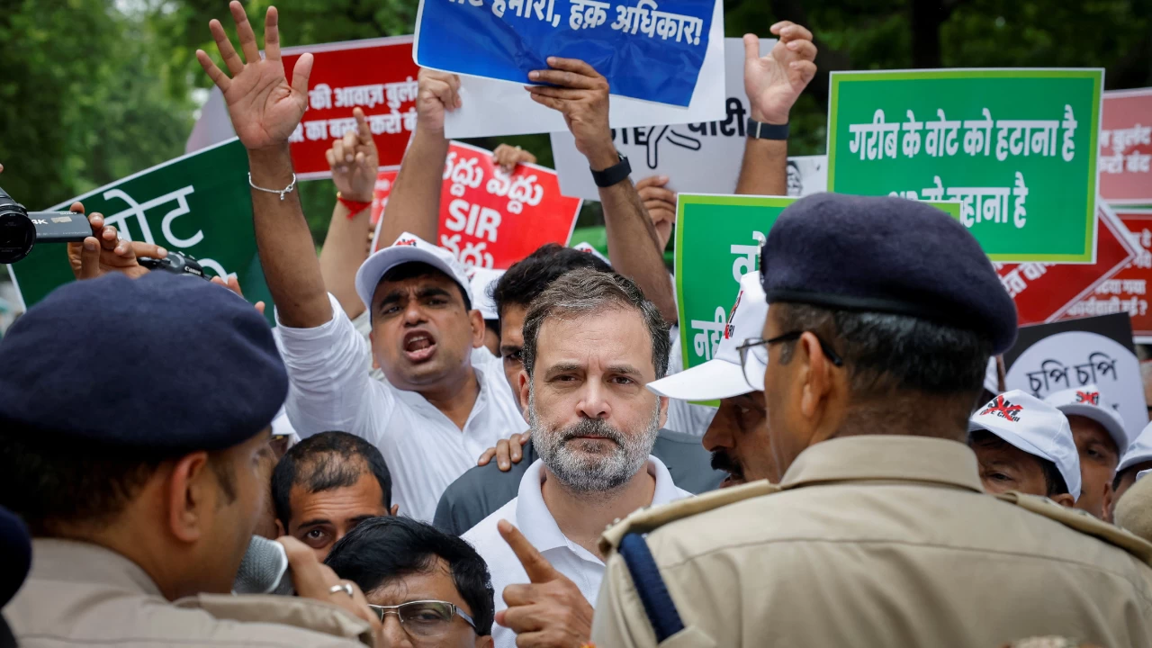 Rahul Gandhi commented about the protest march of the INDIA bloc over SIR and the way it was halted. (Photo credit: Reuters)