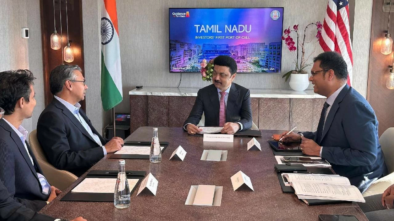 Tamil Nadu CM MK Stalin is with industrialists during global investors meet (file photo) 