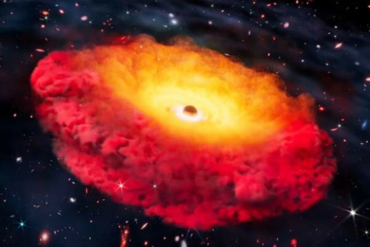 Illustration of the earliest confirmed black hole.