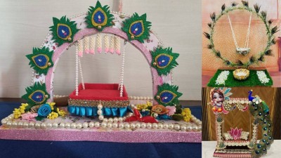Beautiful Lord Krishna jhula and matki decoration ideas for Janmashtami