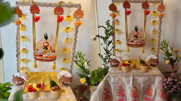 Beautiful Lord Krishna jhula and matki decoration ideas for Janmashtami