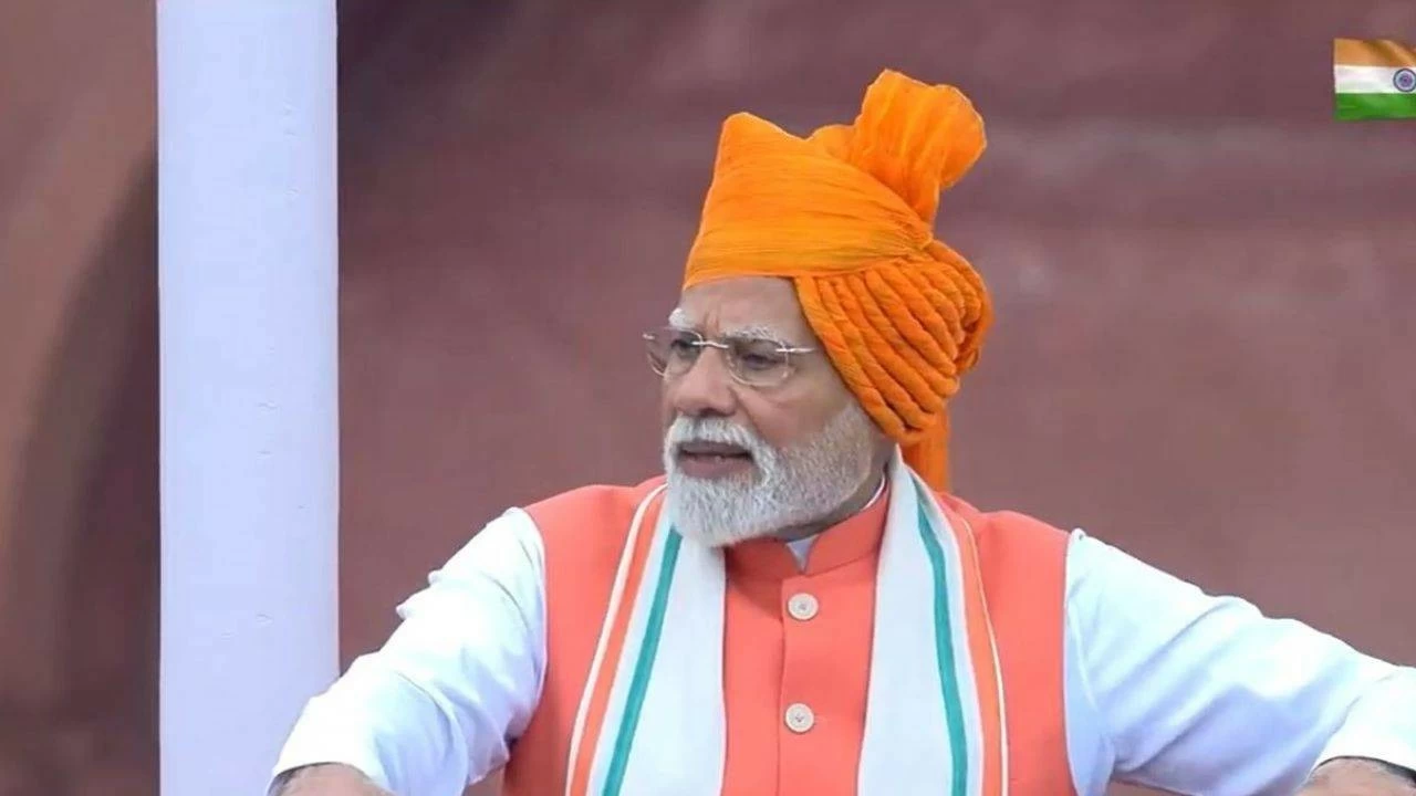 PM Narendra Modi speaks at the Red Fort during India&#039;s Independence Day celebrations on Friday 