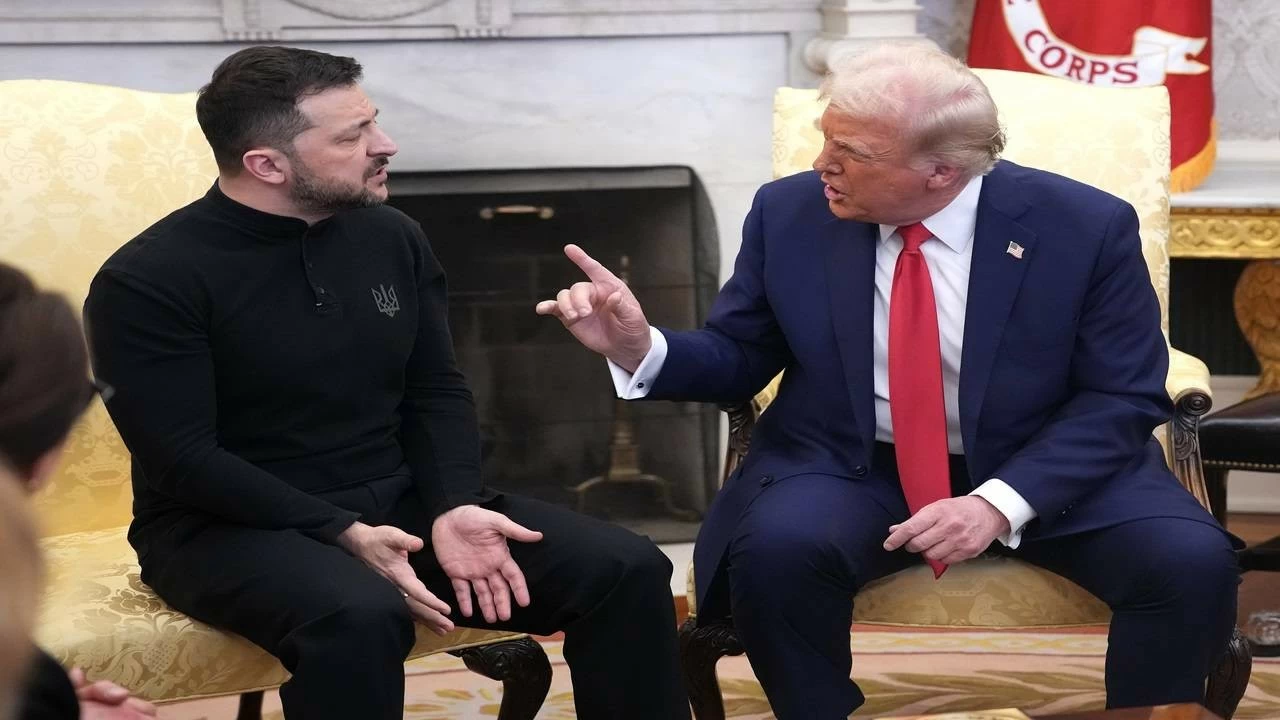  US President Donald Trump and Ukrainian President Volodymyr Zelensky meet in the Oval Office at the White House on February 28, 2025 in Washington, DC. 