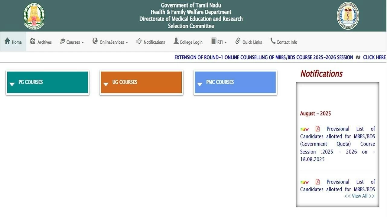 TN NEET UG counselling 2025 (Photo Credit: Official Website)