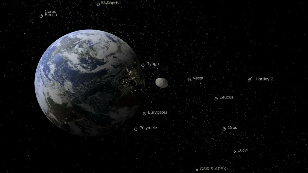 Illustration of Apophis during its close approach. 