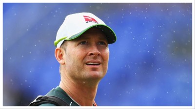 Michael Clarke looks on during a nets session ahead of the 1st Ashes Test match between England and Australia on July 7, 2015 in Cardiff. 