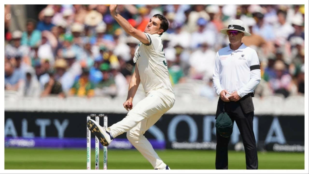 Pat Cummins bowls during the World Test Championship final between South Africa and Australia in London on June 13.
