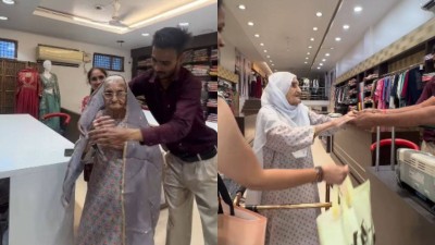 106-year-old woman shops at Punjab mall with great-granddaughter.