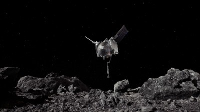 Illustration of OSIRIS-REx at Asteroid Bennu. 