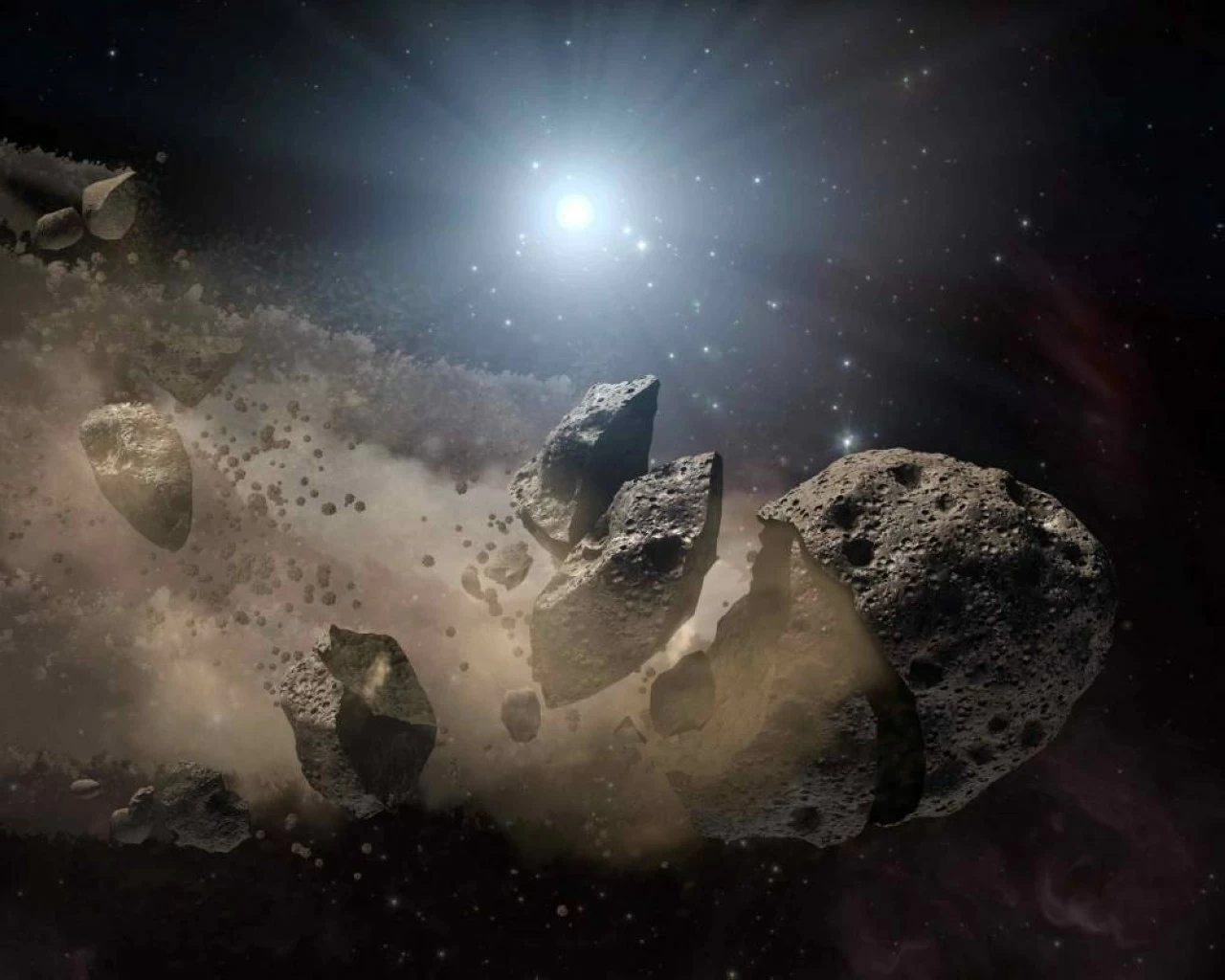 Illustration of the chaotic formation of the asteroid belt. 