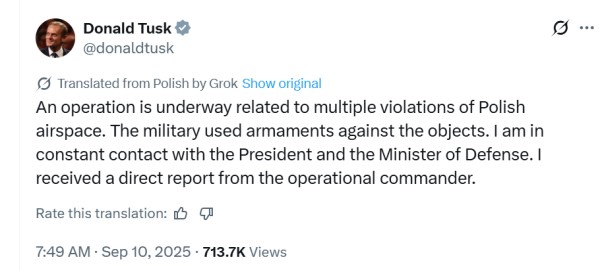 Polish PM Donald Tusk&#039;s tweet