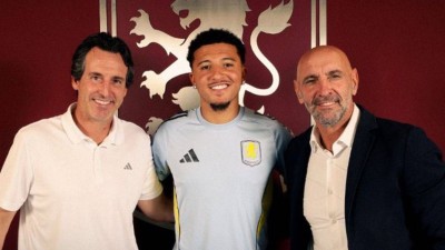Aston Villa signed forward Jadon Sancho on a loan deal from Manchester United.