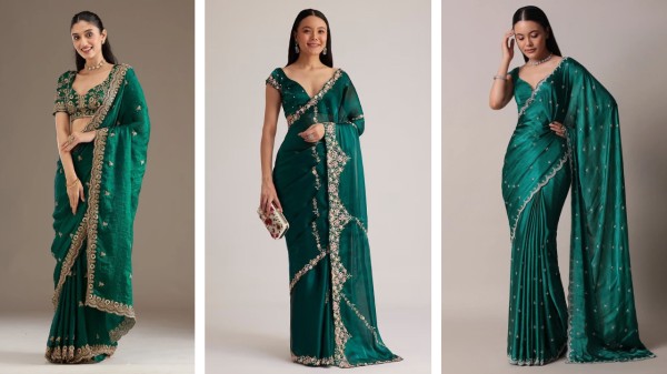 Green saree styling ideas for Navratri 2025