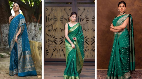 Peacock green saree styling ideas for Navratri 2025