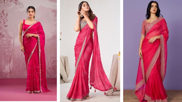 Pink saree styling ideas for Navratri 2025