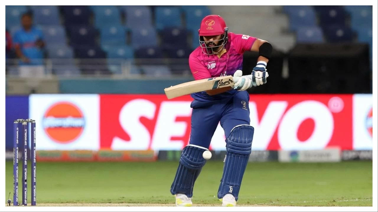 United Arab Emirates' Muhammad Waseem in action against India in Asia Cup.