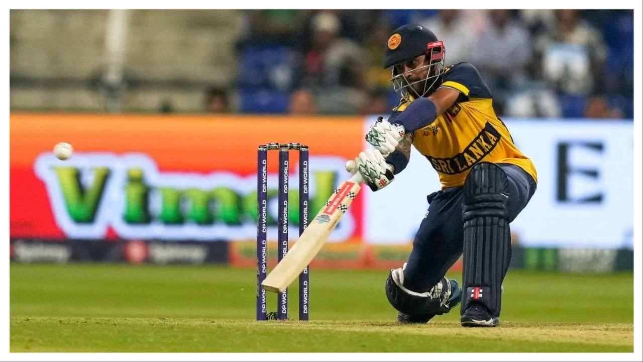 Kusal Mendis plays a shot on Thursday.