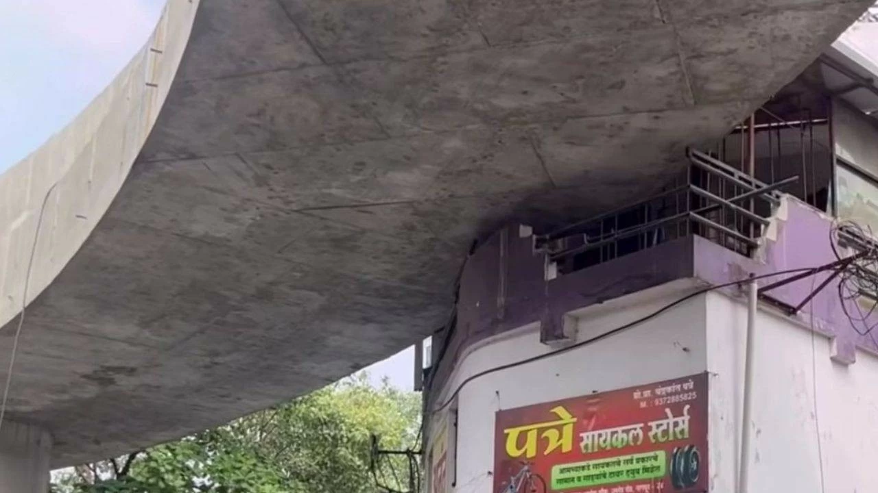 The flyover is passing through a balcony in Nagpur 