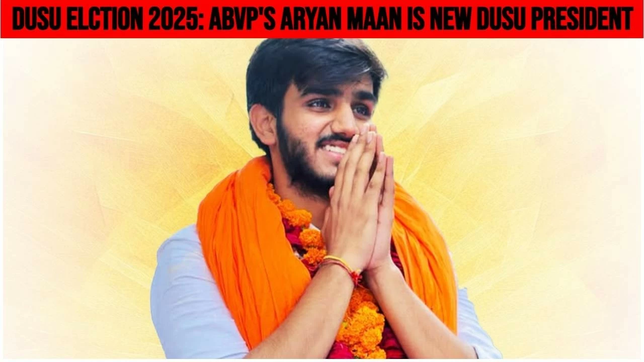 ABVP's Aryan Maan is the new Delhi University Students' Union (DUSU) president. (Photo: X)