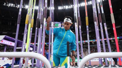 
Annu Rani of Team India inspects the javelins as she prepares to compete in the Women's Javelin Throw Qualification on day seven of the World Athletics Championships Tokyo 2025 at National Stadium on September 19, 2025 in Tokyo.